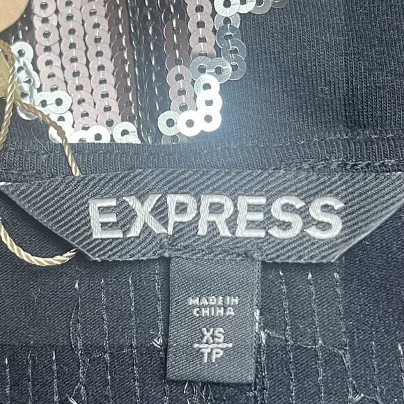 Party Dress Black & Silver Sequin Geometric Mini XS - Picture 5 of 5